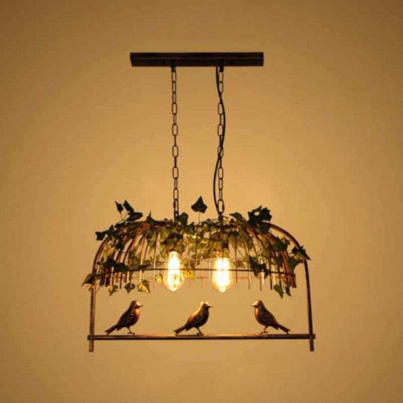 Multi - Light Iron Kitchen Island Pendant in Black / Antique Brass Ceiling Lighting