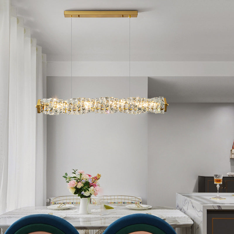 Single Modernism Golden Ceiling Light Crystal LED Kitchen Island Lighting