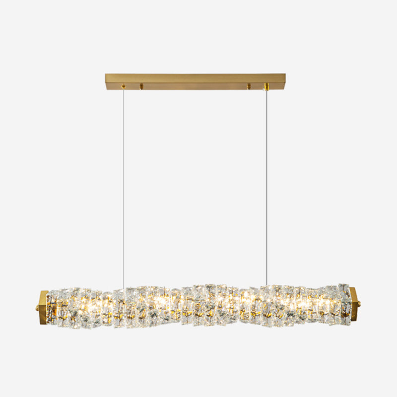 Single Modernism Golden Ceiling Light Crystal LED Kitchen Island Lighting