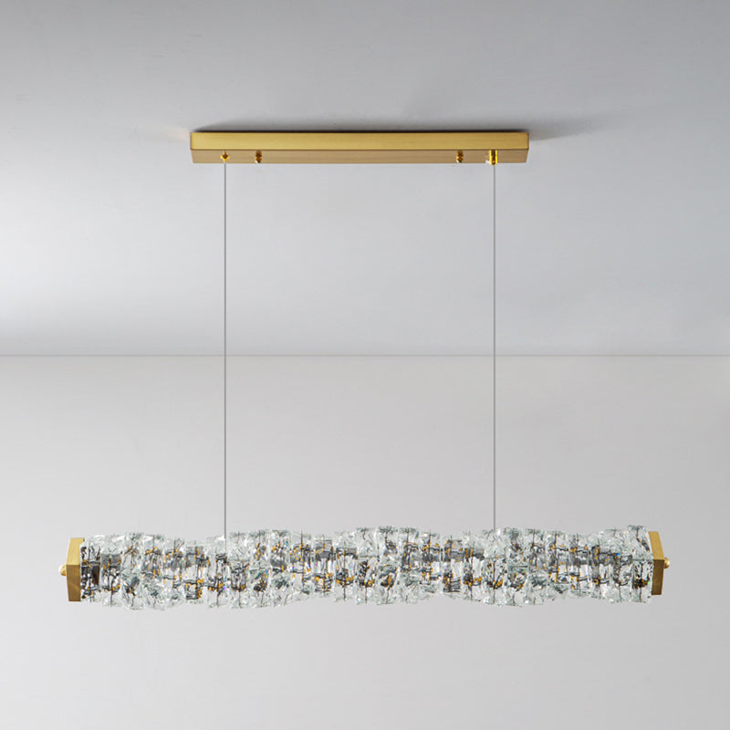 Single Modernism Golden Ceiling Light Crystal LED Kitchen Island Lighting