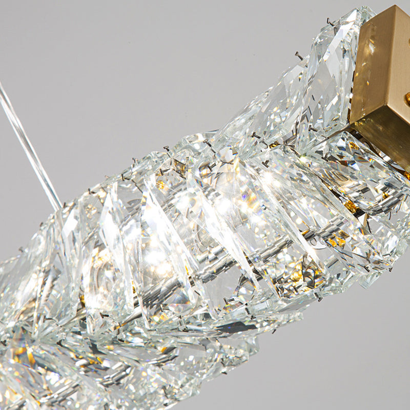 Single Modernism Golden Ceiling Light Crystal LED Kitchen Island Lighting