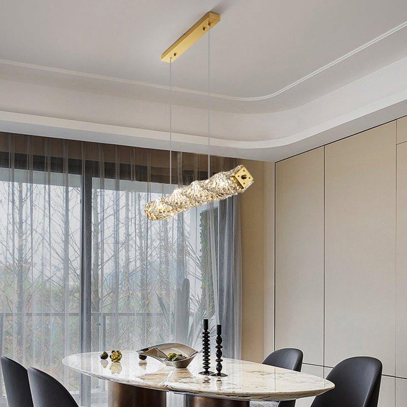 Single Modernism Golden Ceiling Light Crystal LED Kitchen Island Lighting