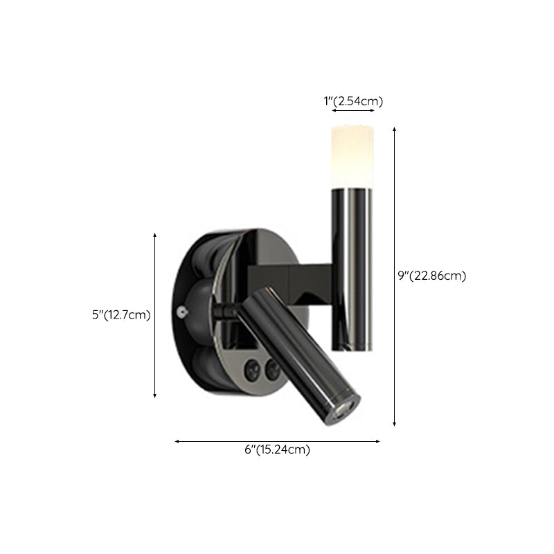 Cylinder Sconce Lights Simplicity Metal 2 Lights Wall Mounted Lights in Black