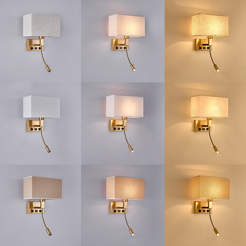 Modern Rectangular Wall Mount Lamp Fabric 2 Lights Wall Light Fixture