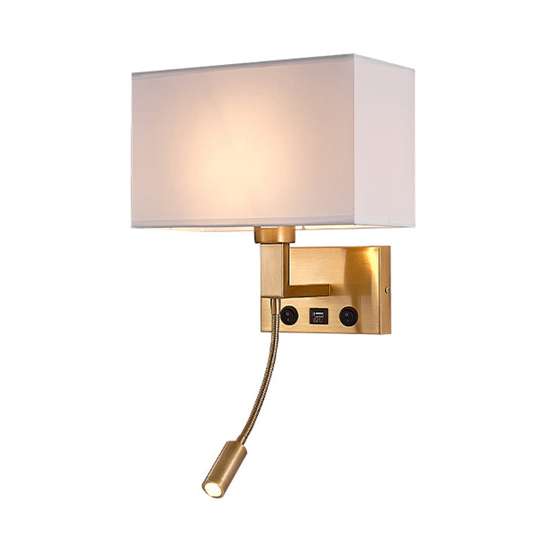 Modern Rectangular Wall Mount Lamp Fabric 2 Lights Wall Light Fixture