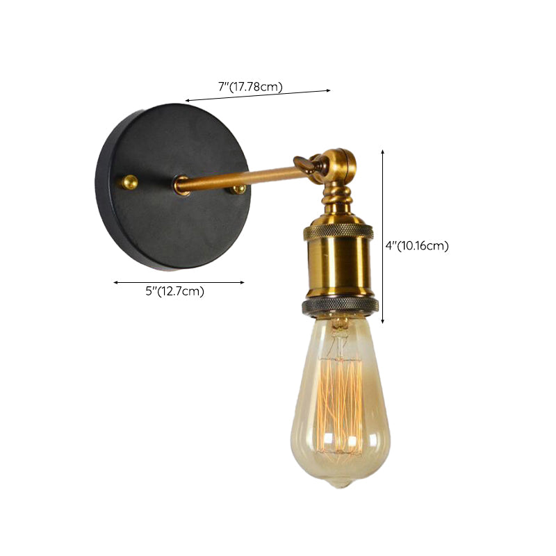 Armed Shape Wall Lamp Industrial Style Metal 1 Light Sconce in Brass