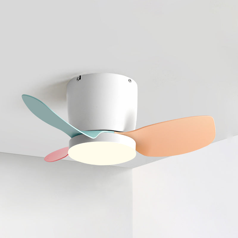 Nordic Style Ceiling Fan Lamp Cylinder Shape Ceiling Fan Light for Children's Room