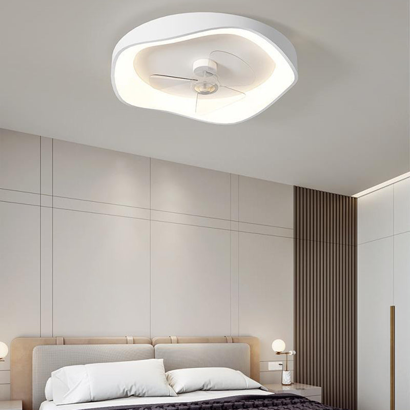 Contemporary 3-Blade Ceiling Fan White LED Fan with Light for Home