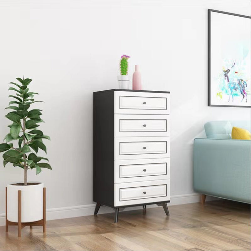 Contemporary Bedroom Storage Chest Wooden Vertical Chest with Drawers