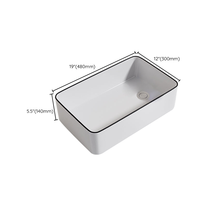 Contemporary Bathroom Sink Porcelain Oval-Shape Vessel Bathroom Sink with Pop-Up Drain