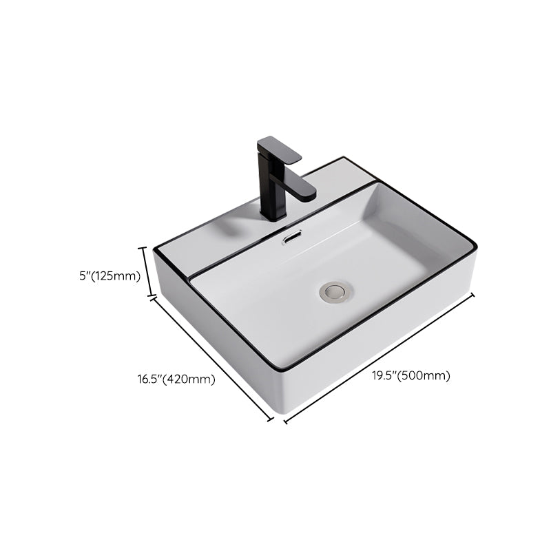 Contemporary Bathroom Sink Porcelain Oval-Shape Vessel Bathroom Sink with Pop-Up Drain