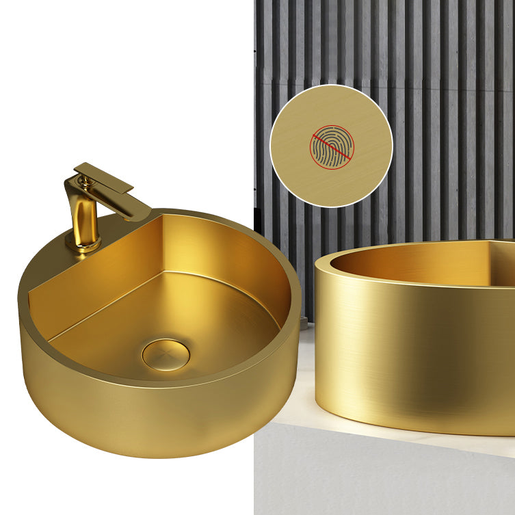 Modern Bathroom Sink Porcelain Pop-Up Drain Solid Color Round Vessel