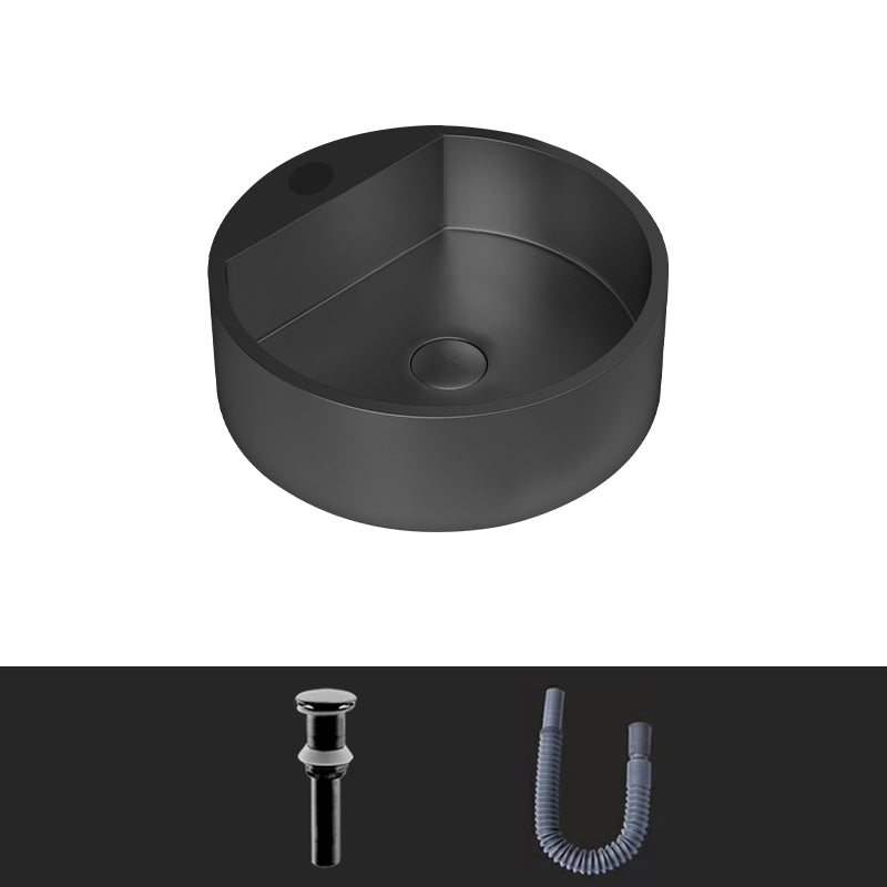 Modern Bathroom Sink Porcelain Pop-Up Drain Solid Color Round Vessel