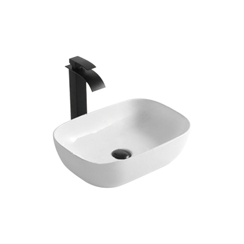 Modern Bathroom Sink Porcelain Rectangular Pop-Up Drain and Drain Assembly Basin Sink