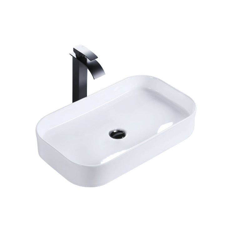 Modern Bathroom Sink Porcelain Rectangular Pop-Up Drain and Drain Assembly Basin Sink