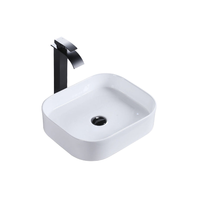 Modern Bathroom Sink Porcelain Rectangular Pop-Up Drain and Drain Assembly Basin Sink