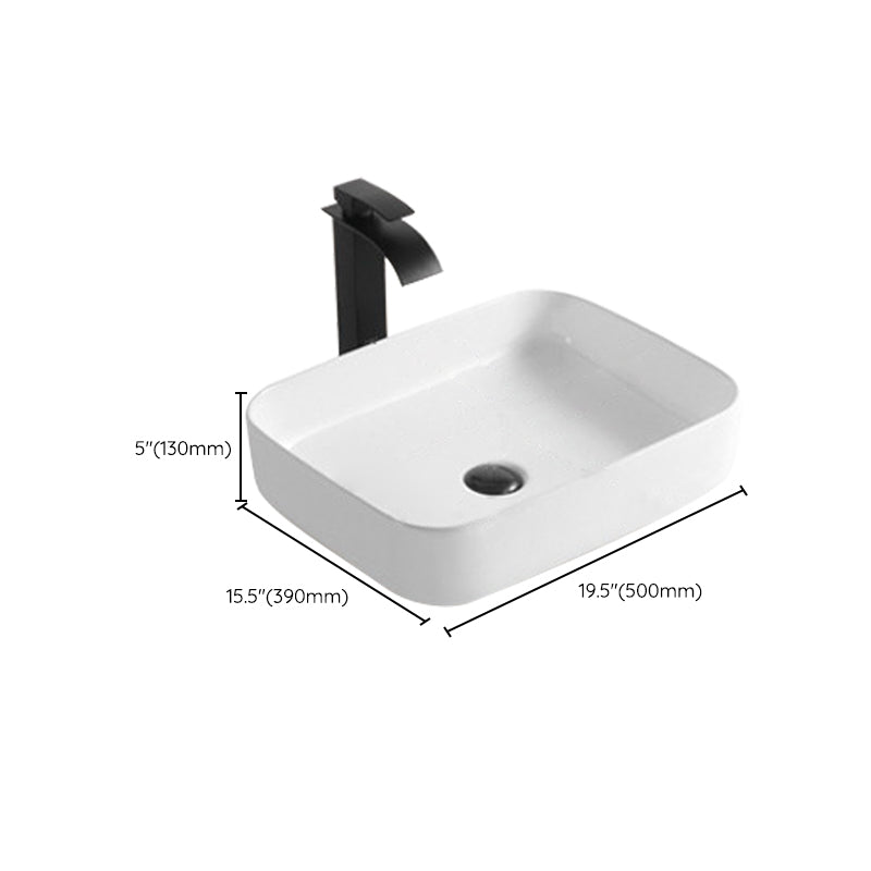 Modern Bathroom Sink Porcelain Rectangular Pop-Up Drain and Drain Assembly Basin Sink