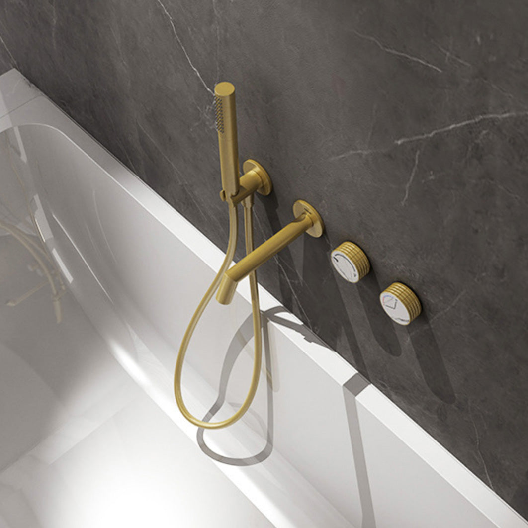 Wall Mounted Tub Faucet 2 Handle Valve Tub Spout Trim with Hand Shower