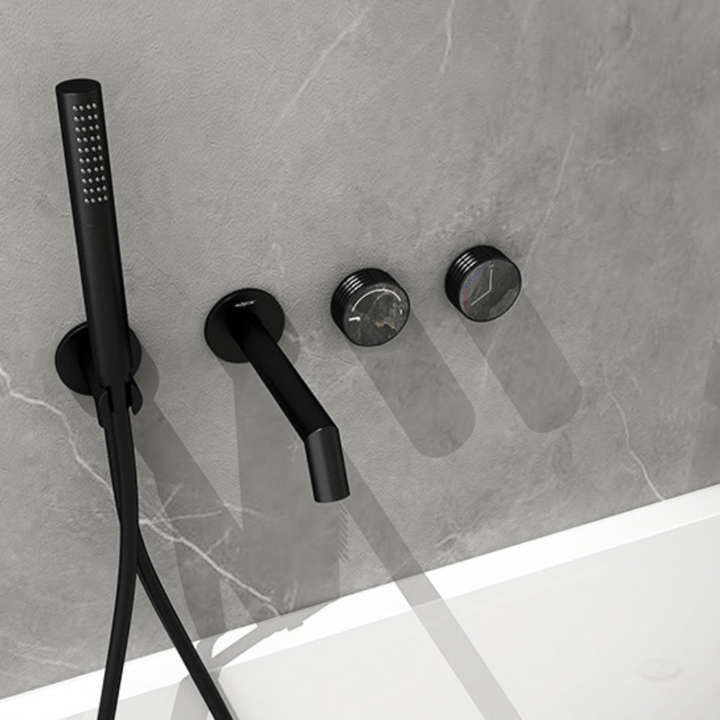 Wall Mounted Tub Faucet 2 Handle Valve Tub Spout Trim with Hand Shower