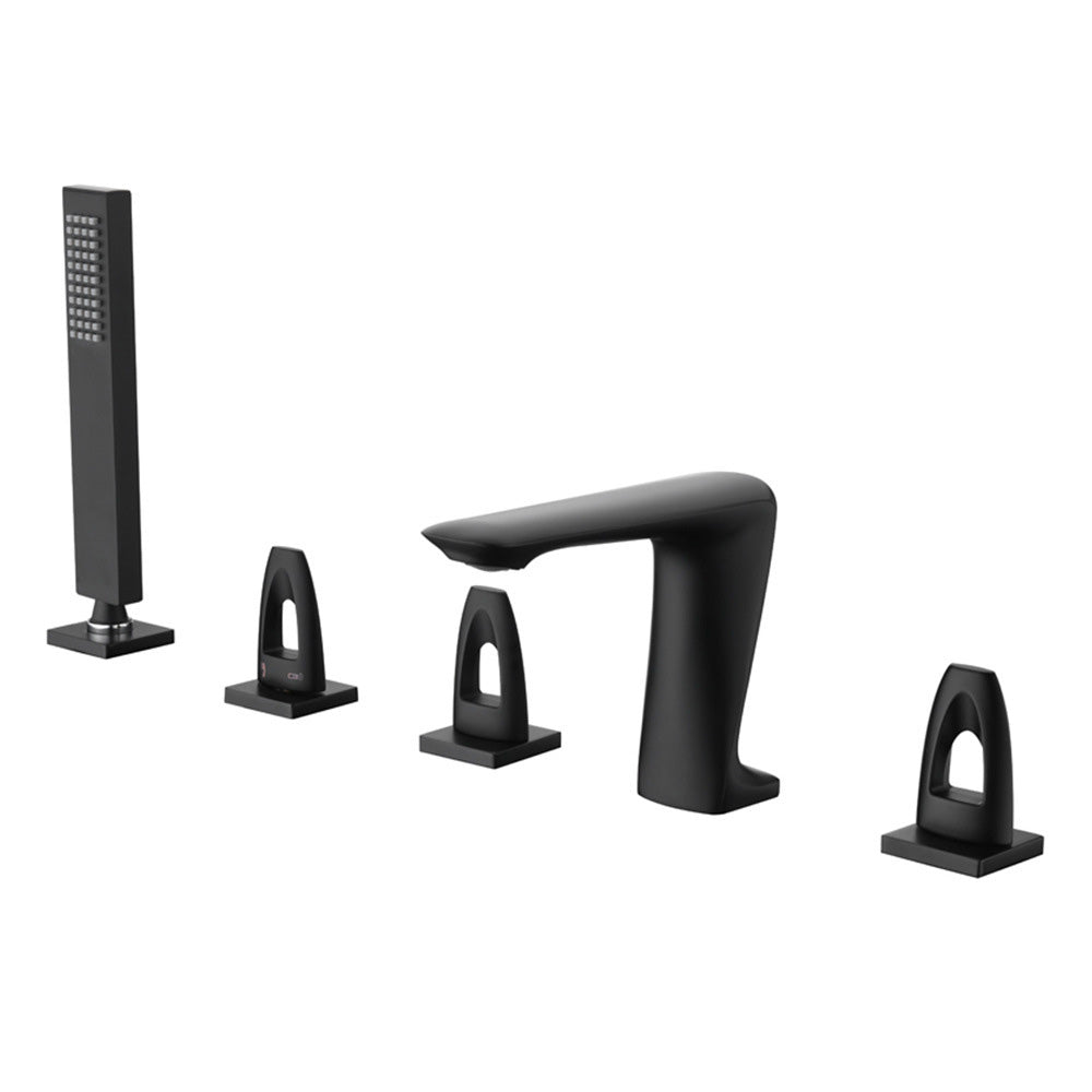 3 Handle Roman Tub Filler Deck Mounted Bathtub Faucet with Handshower