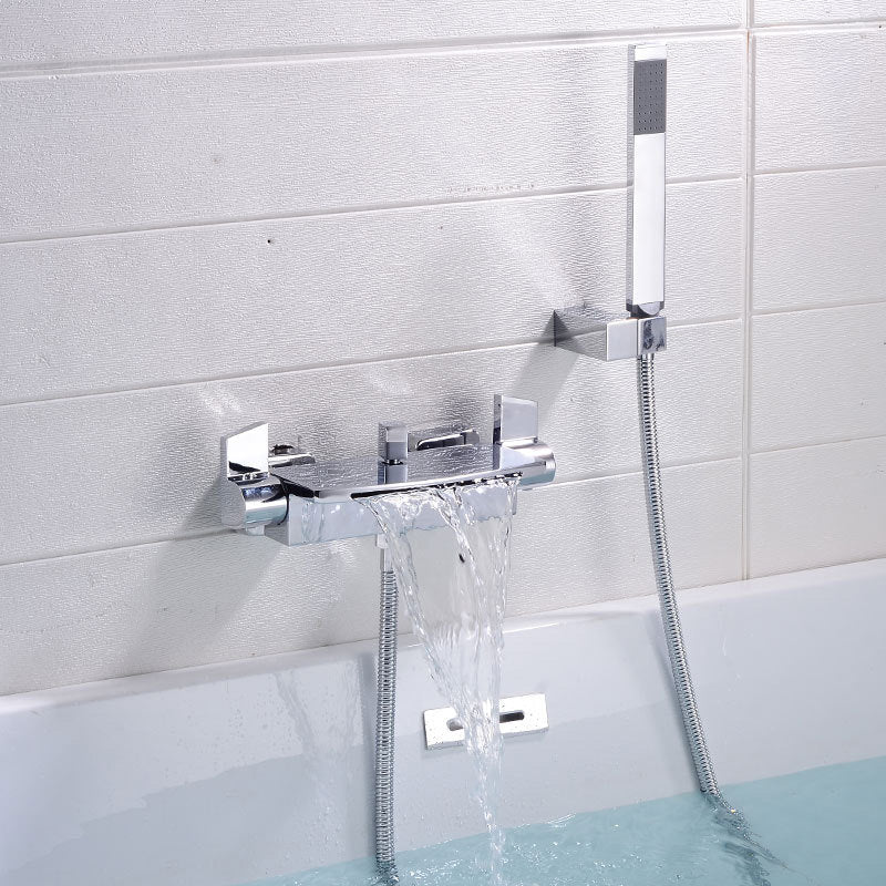 Wall Mount Tub Faucet One Handle Waterfall Tub Spout Trim with Knob