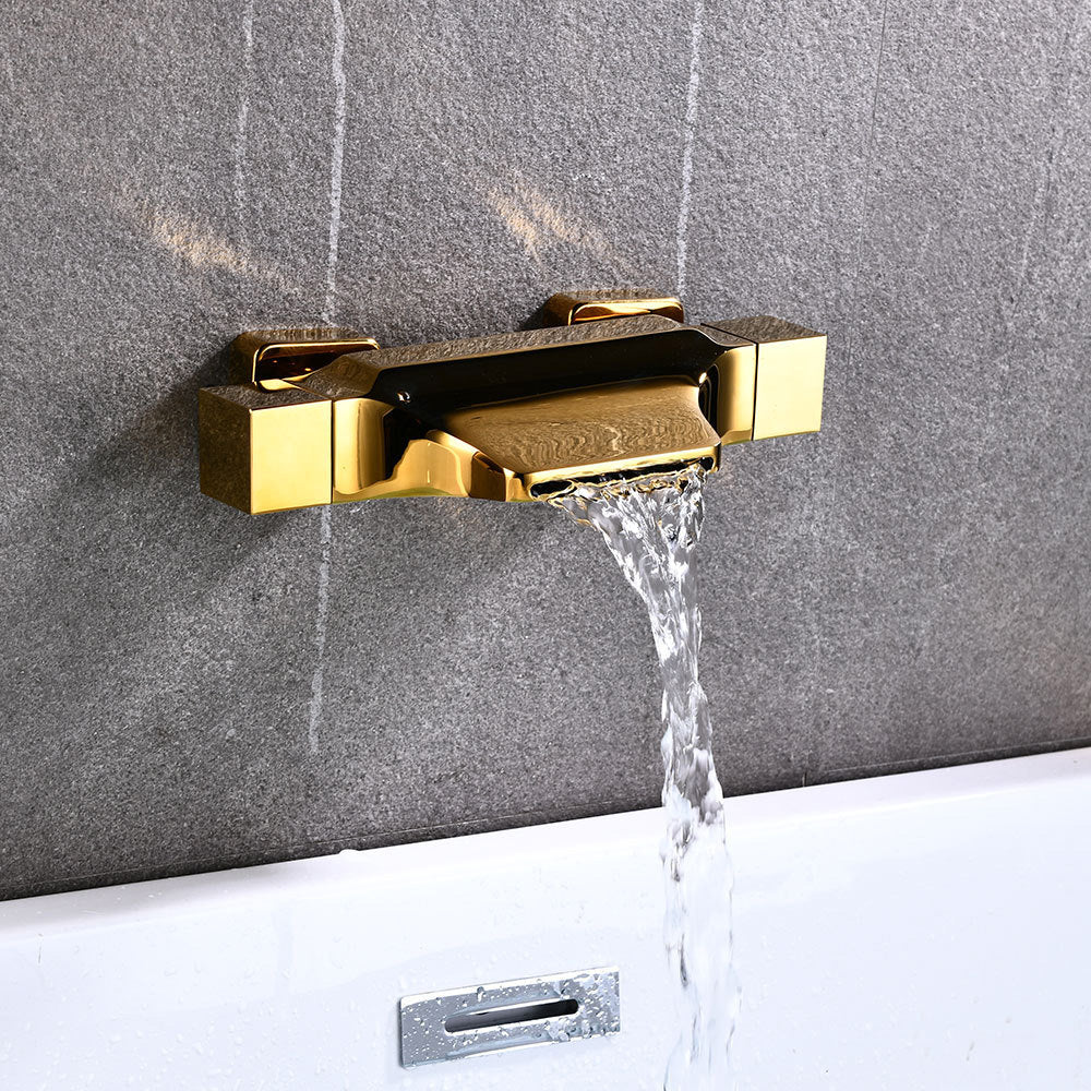 Wall Mount Tub Faucet One Handle Waterfall Tub Spout Trim with Knob