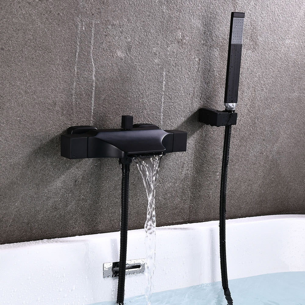 Wall Mount Tub Faucet One Handle Waterfall Tub Spout Trim with Knob