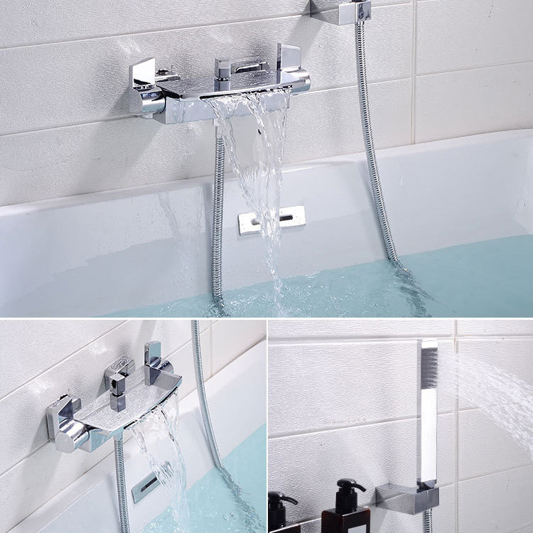 Wall Mount Tub Faucet One Handle Waterfall Tub Spout Trim with Knob