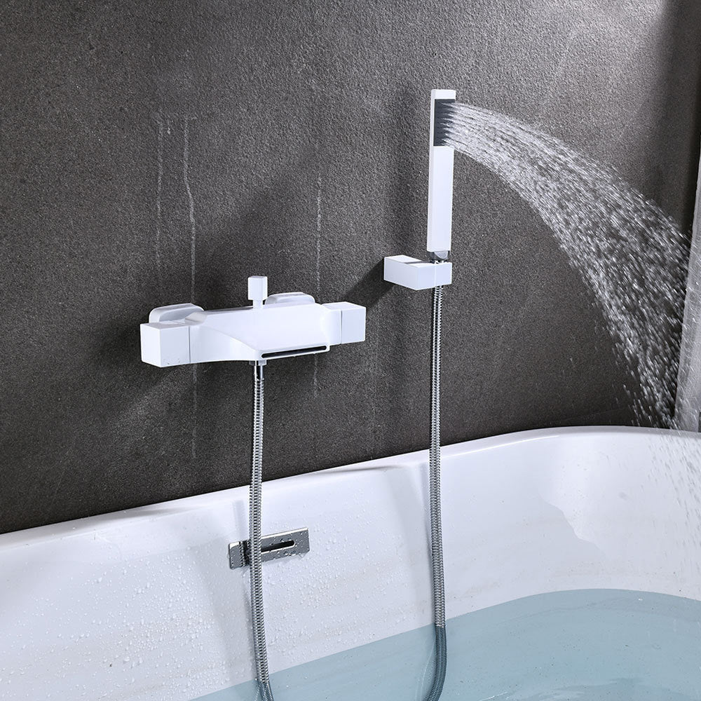 Wall Mount Tub Faucet One Handle Waterfall Tub Spout Trim with Knob