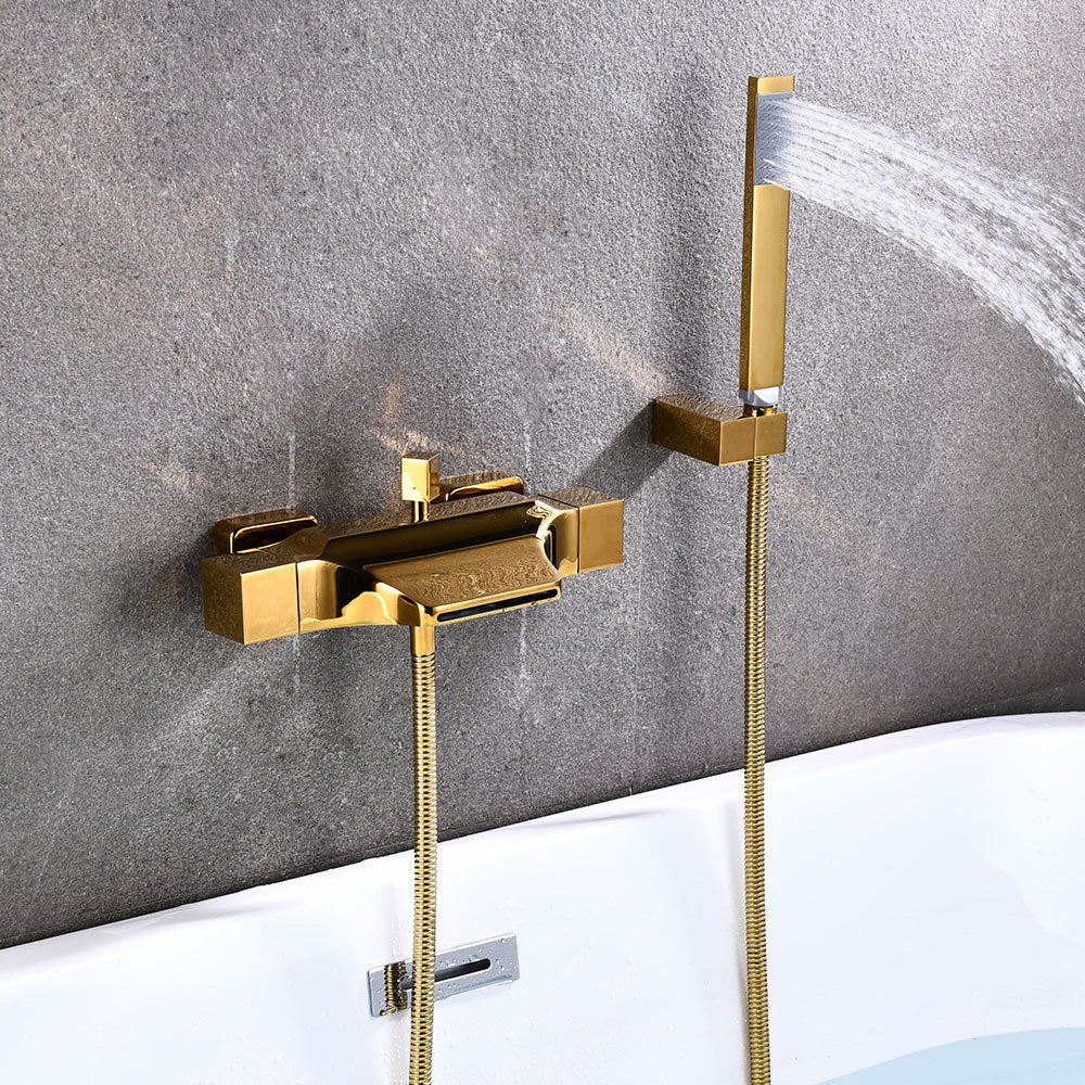 Wall Mount Tub Faucet One Handle Waterfall Tub Spout Trim with Knob