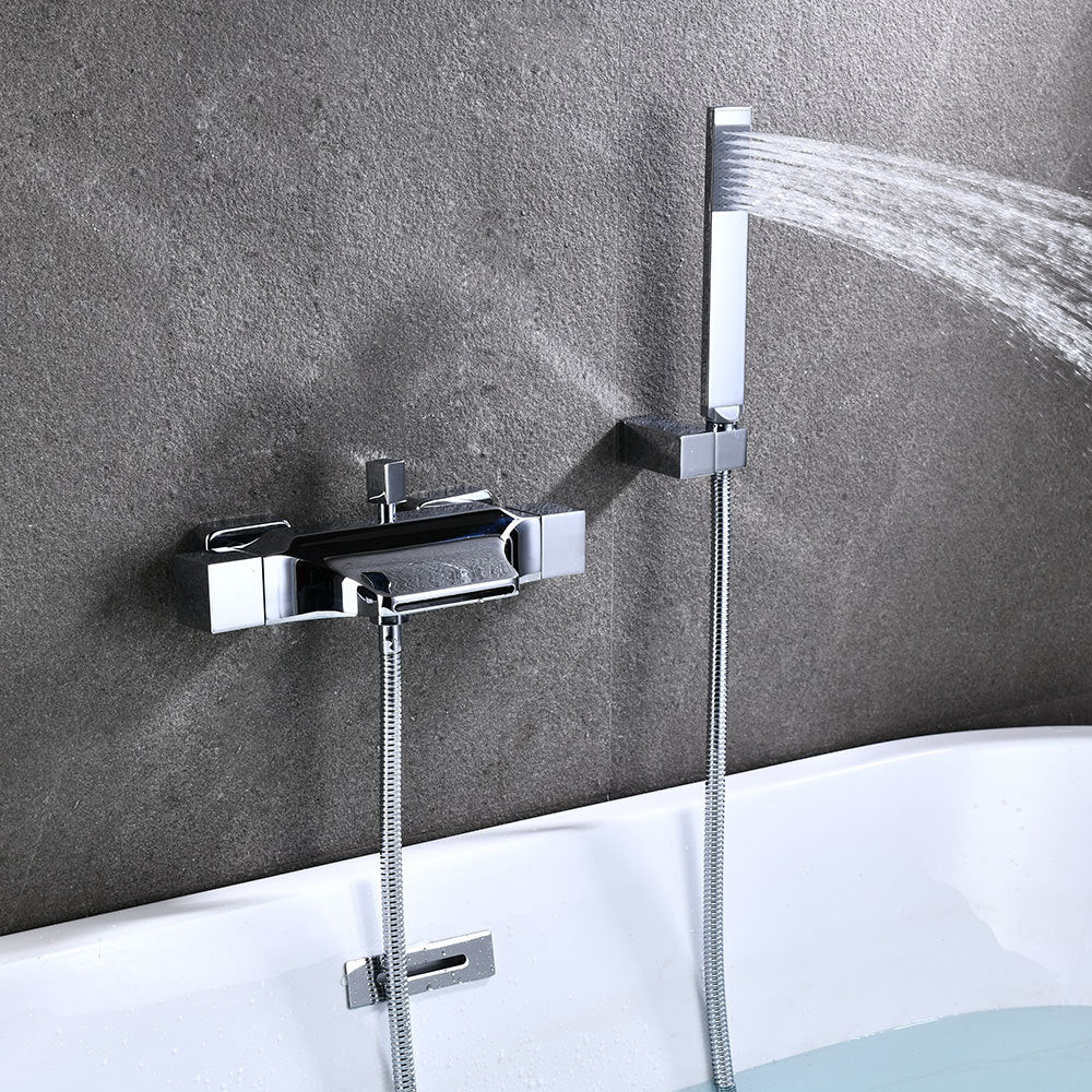 Wall Mount Tub Faucet One Handle Waterfall Tub Spout Trim with Knob