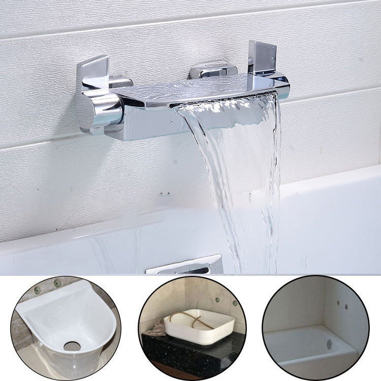 Wall Mount Tub Faucet One Handle Waterfall Tub Spout Trim with Knob