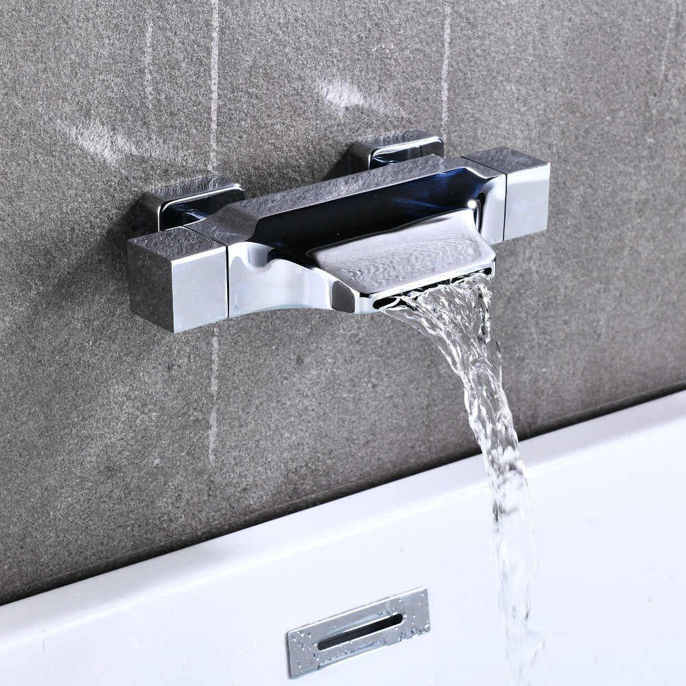 Wall Mount Tub Faucet One Handle Waterfall Tub Spout Trim with Knob