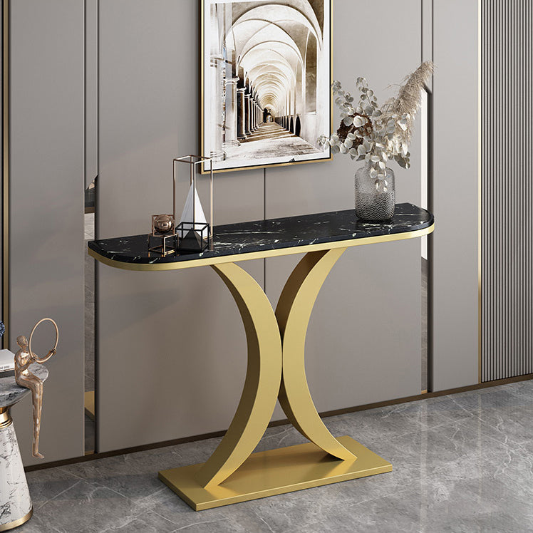 Contemporary Console Accent Table Antique Finish Console Table in Marble