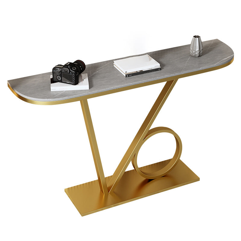 Glam Console Accent Table Antique Finish Half Moon Console Sofa Table