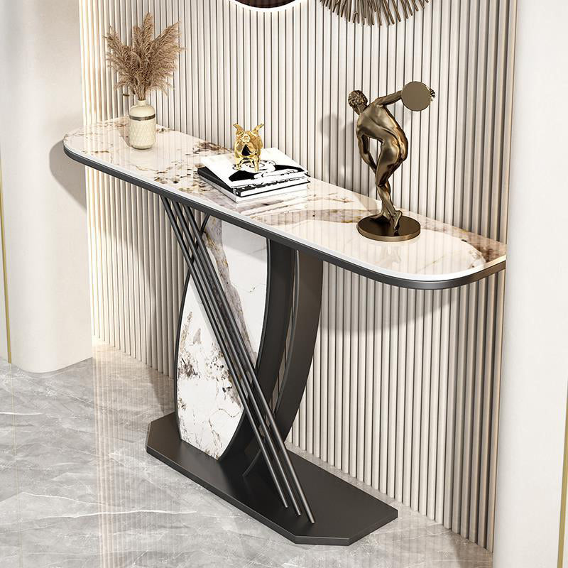Contemporary Half Moon Console Accent Table Antique Finish Sofa Console Table