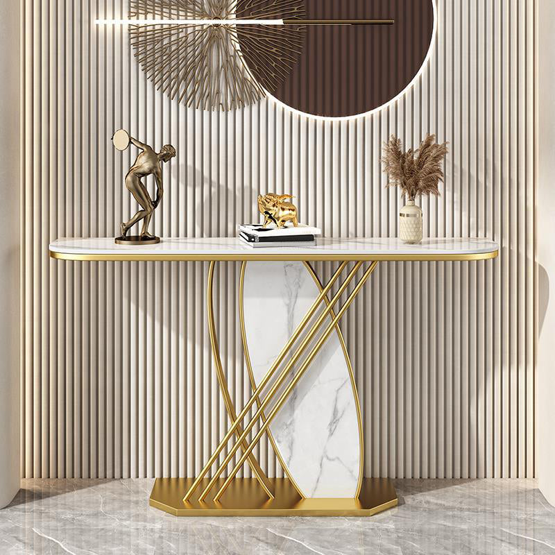 Contemporary Half Moon Console Accent Table Antique Finish Sofa Console Table