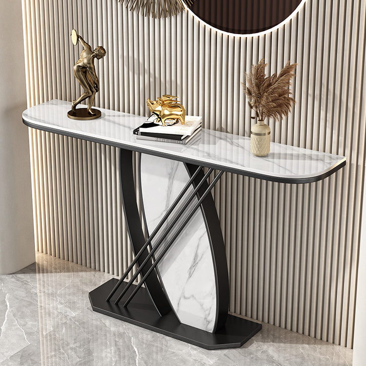 Contemporary Half Moon Console Accent Table Antique Finish Sofa Console Table