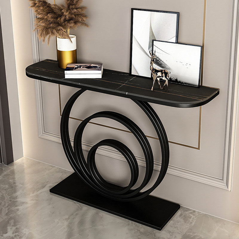 31.5-inch Tall Accent Table Stone Glam Console Table with 1 Shelf