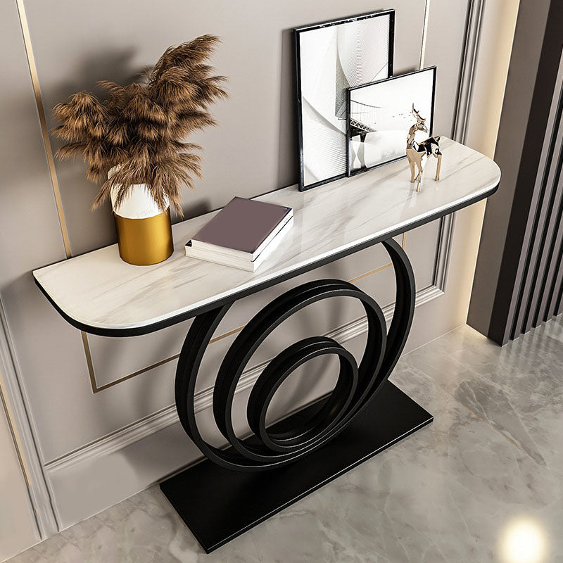 31.5-inch Tall Accent Table Stone Glam Console Table with 1 Shelf