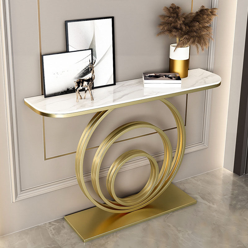 31.5-inch Tall Accent Table Stone Glam Console Table with 1 Shelf