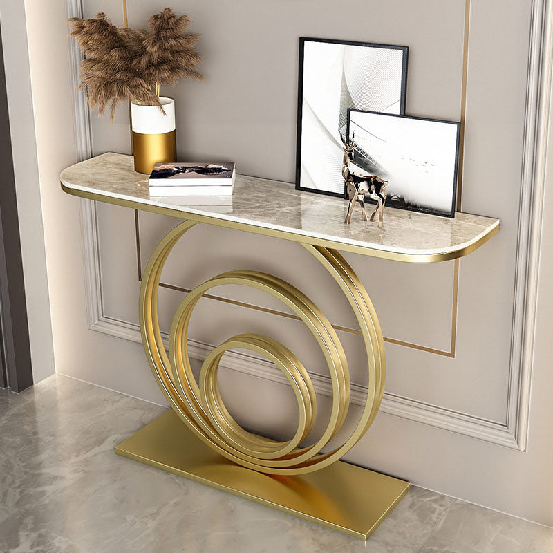 31.5-inch Tall Accent Table Stone Glam Console Table with 1 Shelf