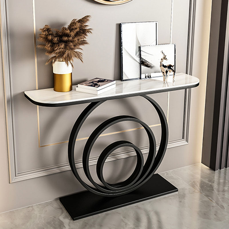 31.5-inch Tall Accent Table Stone Glam Console Table with 1 Shelf