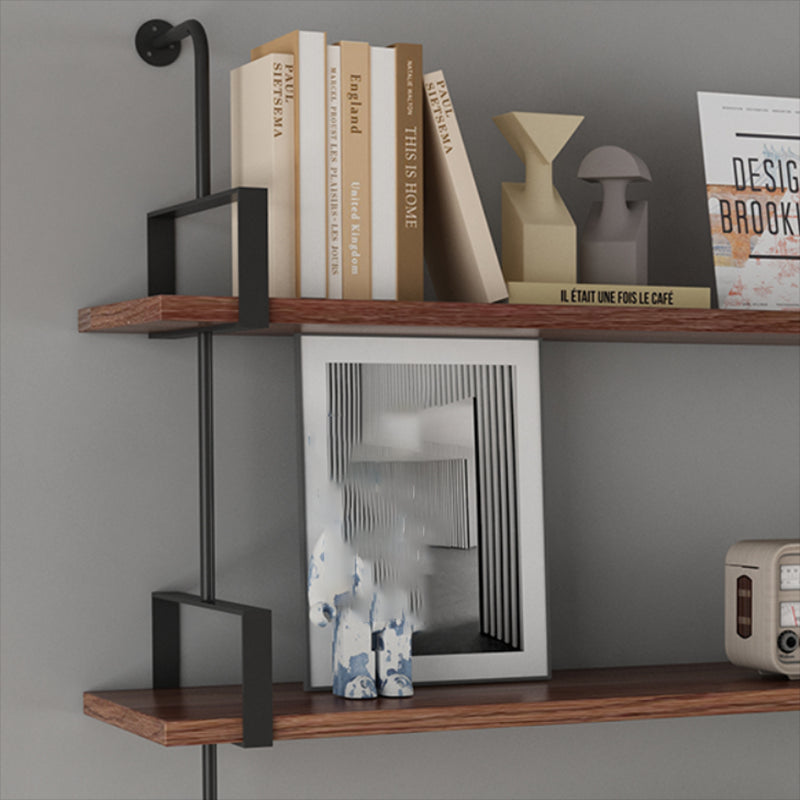 Modern Wall Mounted Bookcase Wood Natural Bookshelf with Shelves