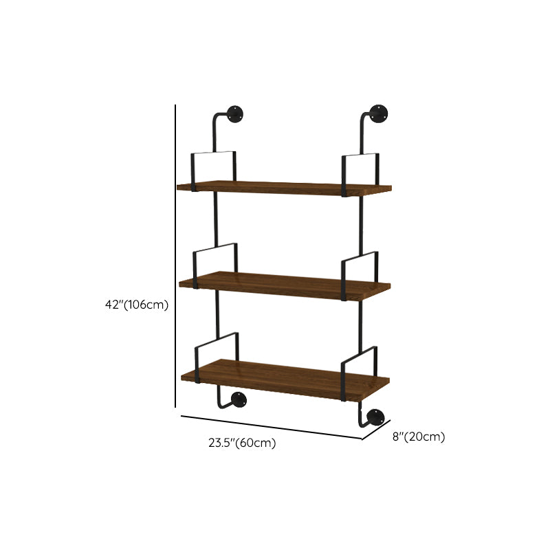 Modern Wall Mounted Bookcase Wood Natural Bookshelf with Shelves