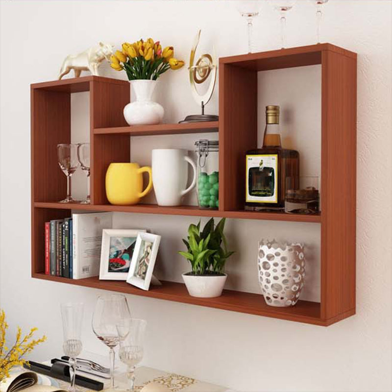 Modern Engineered Wood Bookcase Floating Wall Mounted Bookshelf