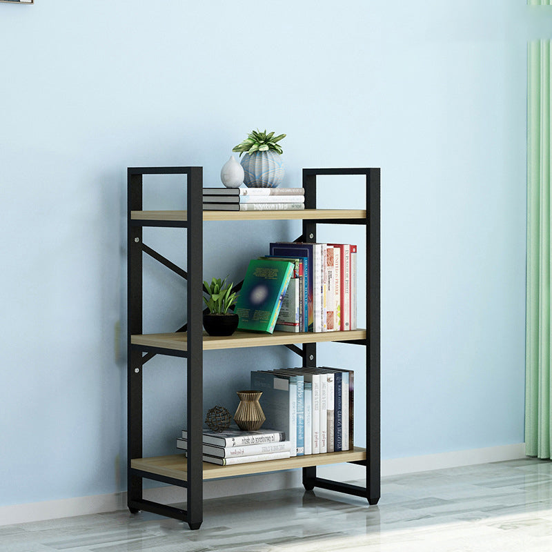 Contemporary Metal and Wooden Shelf Bookcase Open Book Shelf for Study Room