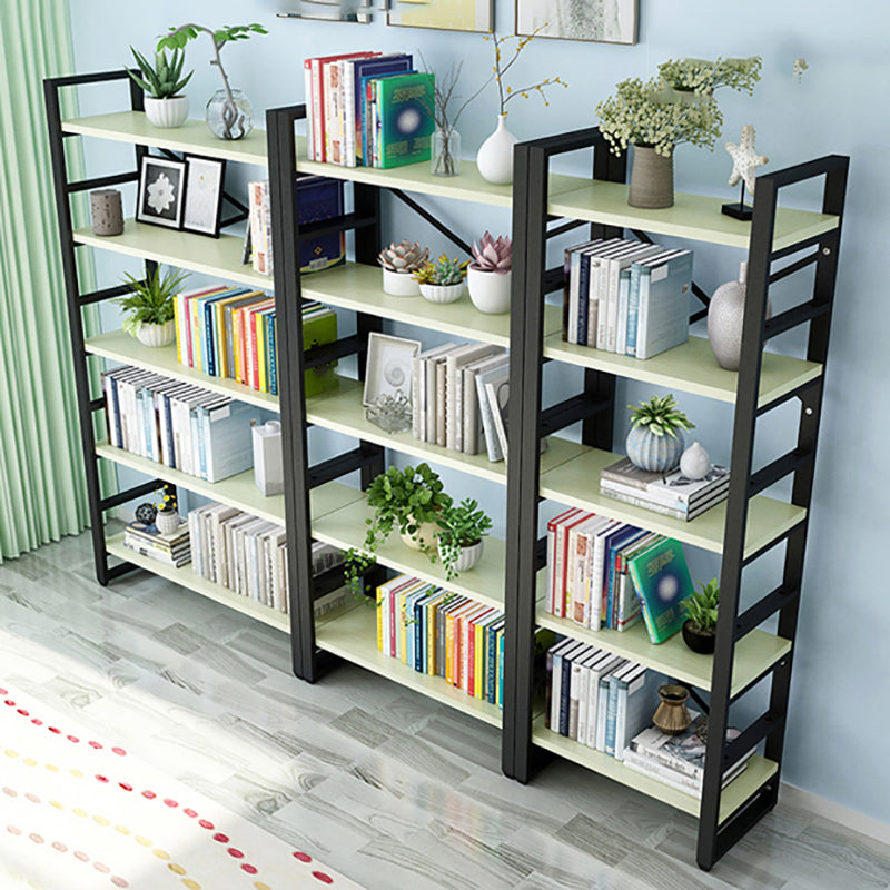 Contemporary Metal and Wooden Shelf Bookcase Open Book Shelf for Study Room