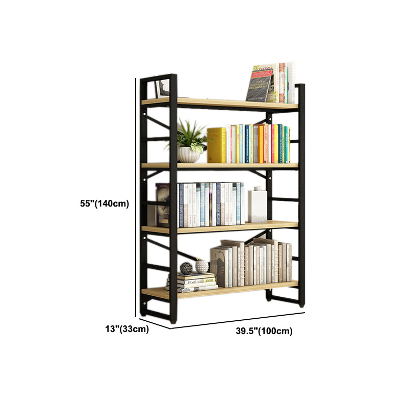 Contemporary Metal and Wooden Shelf Bookcase Open Book Shelf for Study Room
