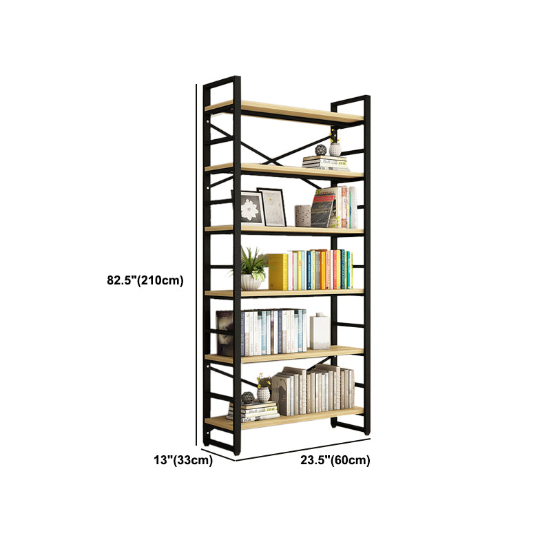 Contemporary Metal and Wooden Shelf Bookcase Open Book Shelf for Study Room